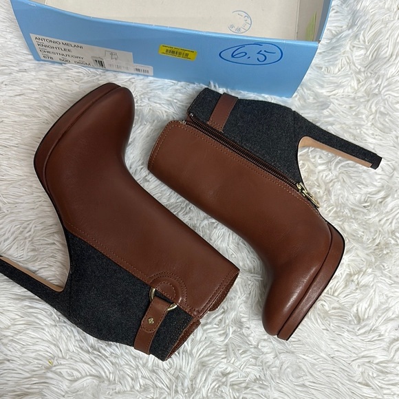 Antonio Melani Brown and Gray Women's Heeled Boots Leather - Picture 1 of 12